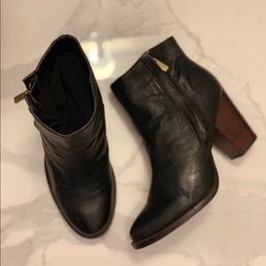 Silence + Noise Block Heel Booties Black Leather